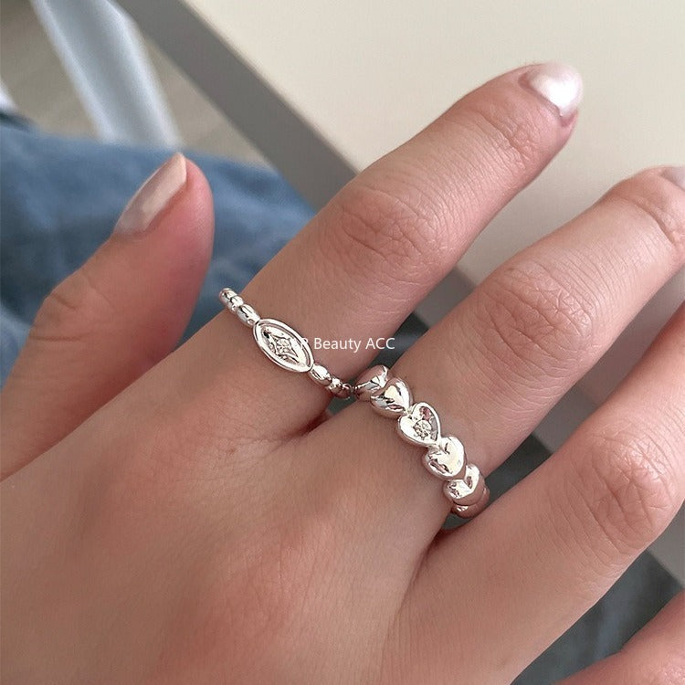 A관 - 925 실버 하트 별 큐빅 오픈형 반지 [JZ-0719] 25.11-1