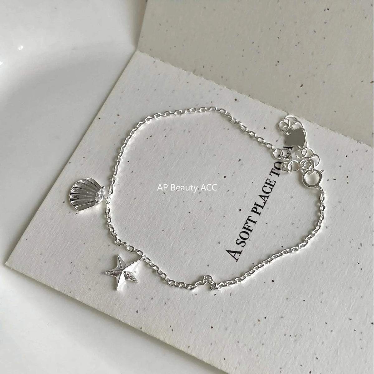 F관 - 925 실버 불가사리 조개 펜던트 팔찌 [A393] 25.11-3