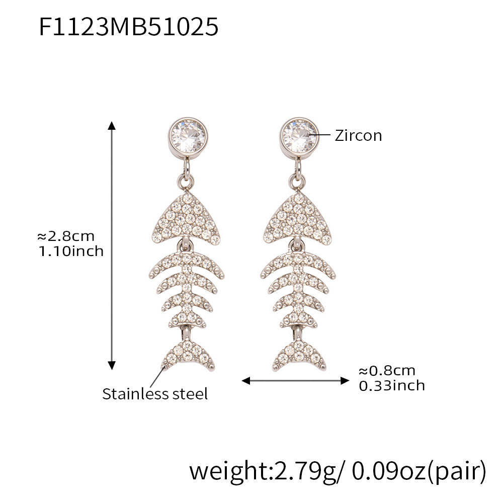 D관 - 스테인리스 18K 도금 풀큐빅 물고기뼈 볼드 이어커프 귀걸이 [F1123-F983] 25.10-5