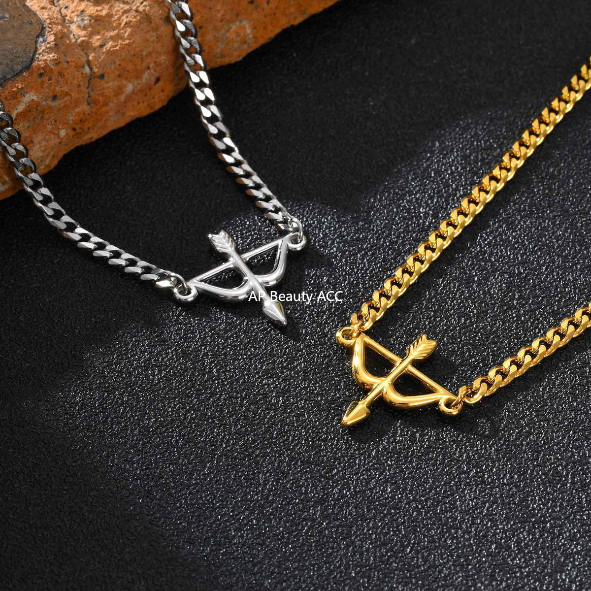 G관 - 스테인리스 스틸 체인 활 모양 펜던트 팔찌 [BR-2621] 25.11-1