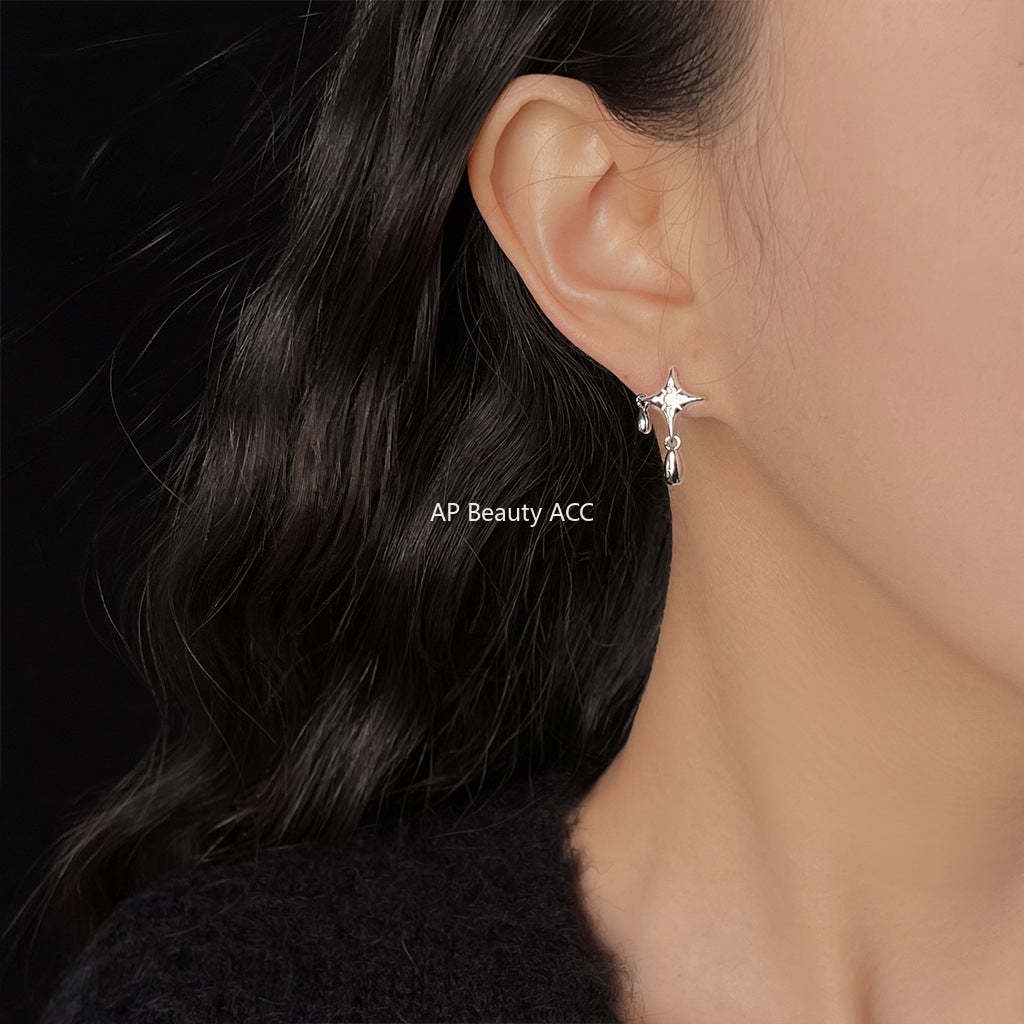 C관 - 925 은침 물방울 큐빅 스터드형 귀걸이 [5595] 25.02-3