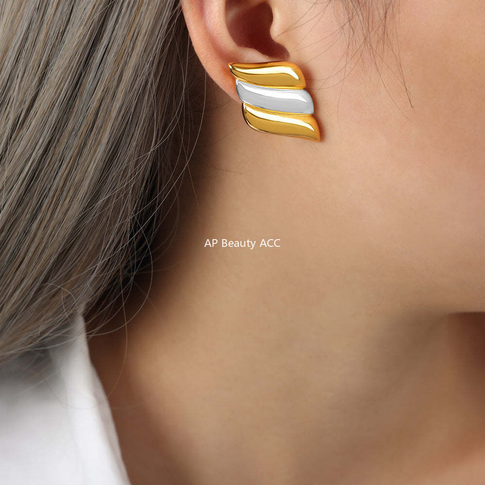 D관 - 날개 오일 코팅 18K 도금 스테인리스 스틸 귀걸이 [F1568-F1070] 25.02-1