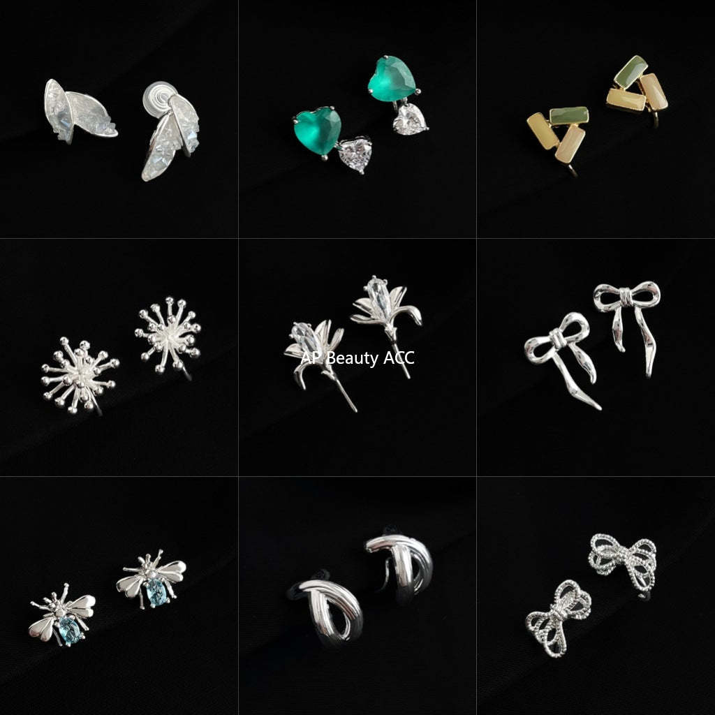 C관 - 큐빅 레진 진주 무피어싱 나선형 이어커프 귀걸이 [EJ0203F] 25.02-3