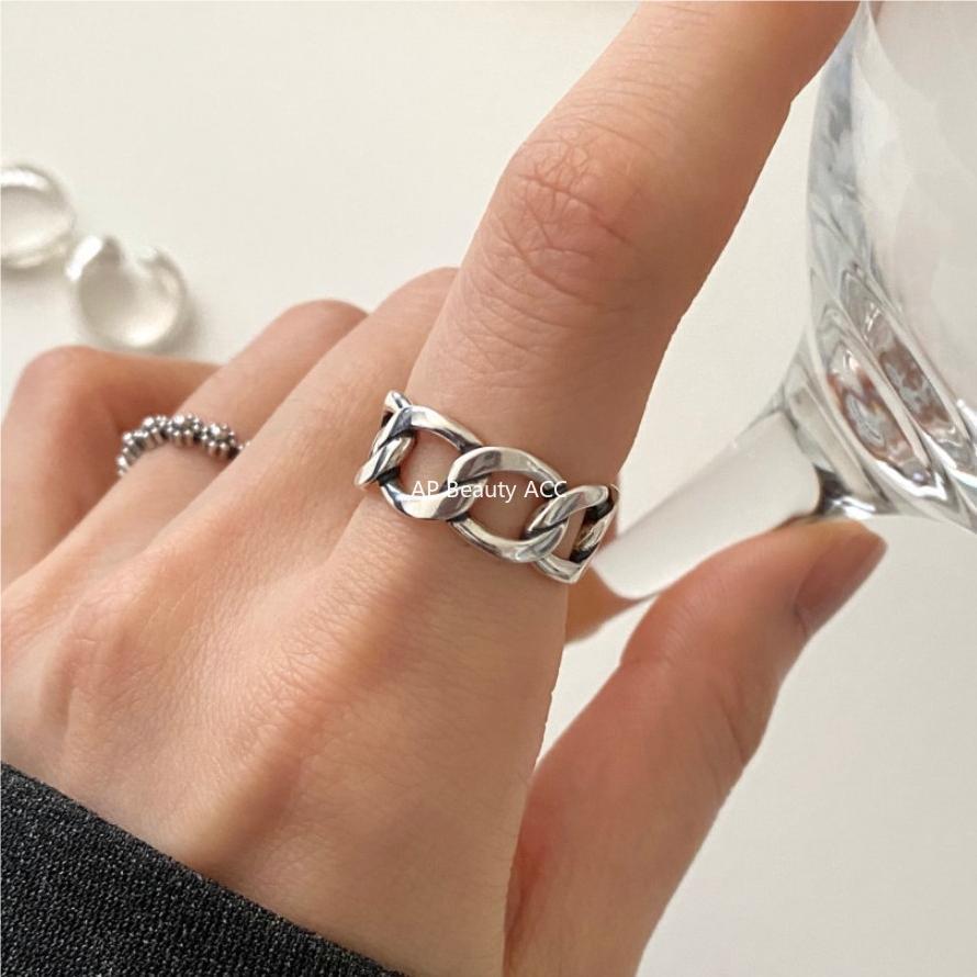 F관 - 925 실버 체인 디자인 오픈형 반지 [J1708] 25.10-4