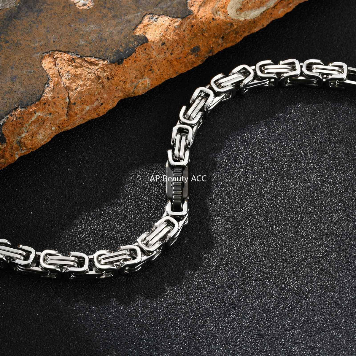 G관 - 스테인리스 일자형 블랙 연결 체인 팔찌 [BR-2701] 25.10-5