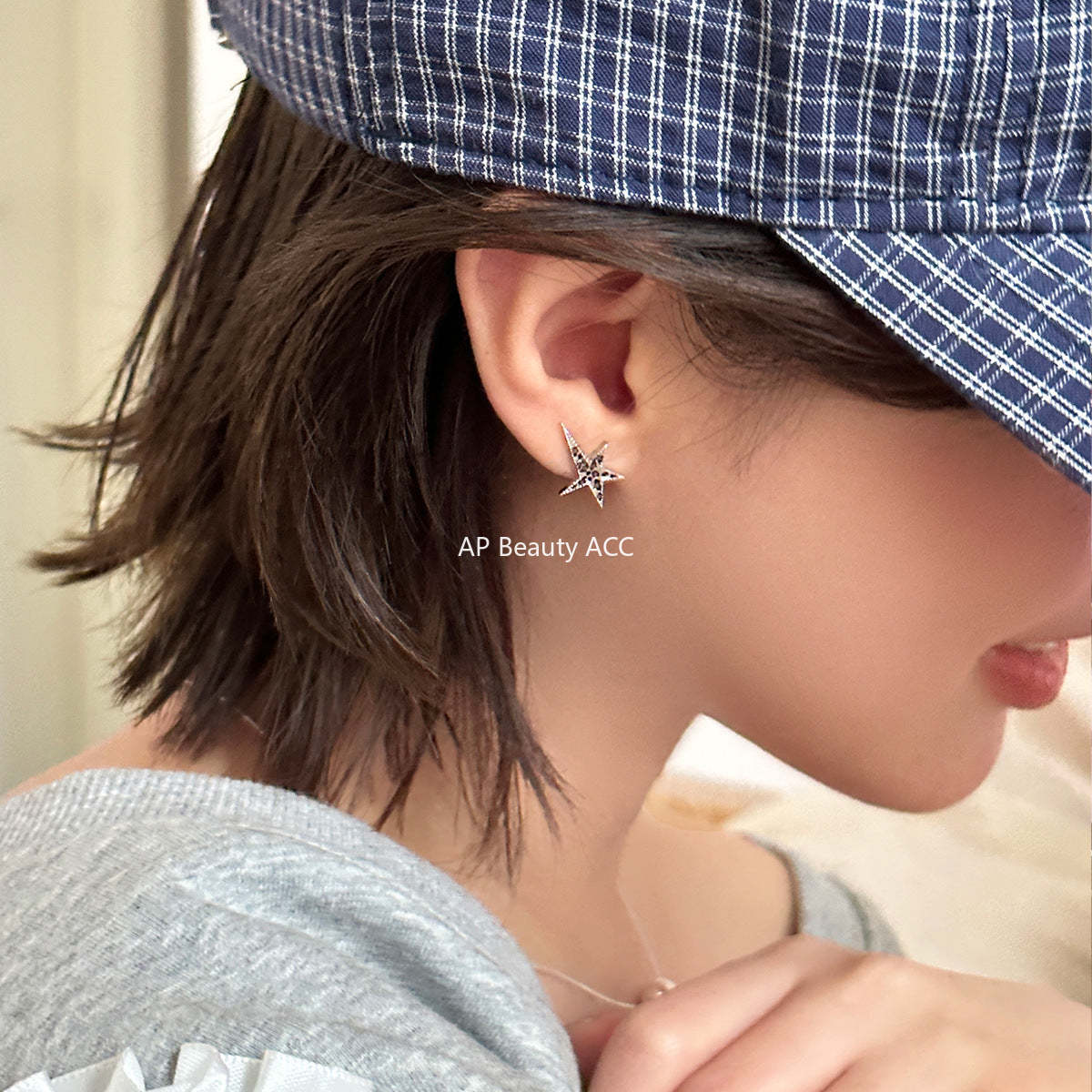 A관 - 925 은침 레오파드 무늬 별 귀걸이 [EH-3749] 25.08-1