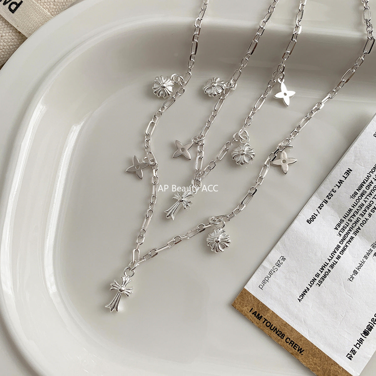 A관 - 925 실버 십자가 클로버 펜던트 팔찌 목걸이 [1037] 25.10-3