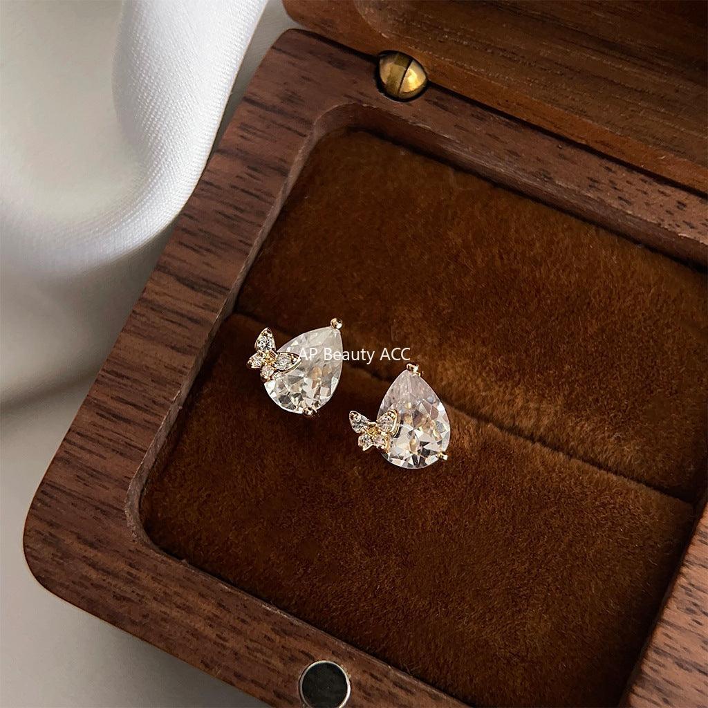 C관 - 미니 큐빅 물방울 나비 디자인 14K 도금 은침 산뜻한 귀걸이 [3615] 24.03-1