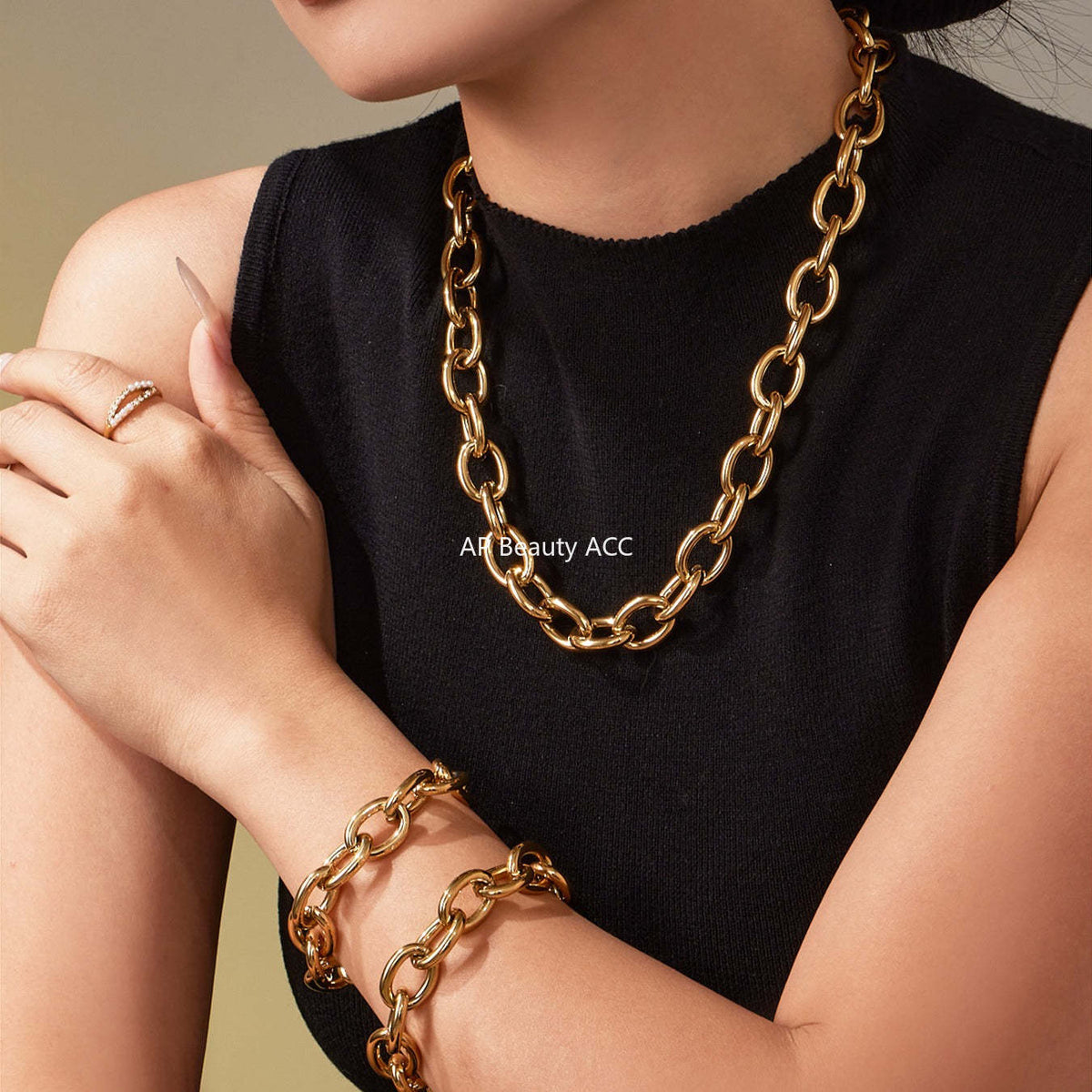 D관 - 볼드 O체인 18K 도금 스테인리스 스틸 목걸이 팔찌 [TXP465] 25.11-3