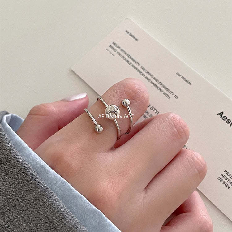 A관 - 925 실버 진주 사각별 회전 라인 디자인 반지 [JZ-0715] 25.10-5