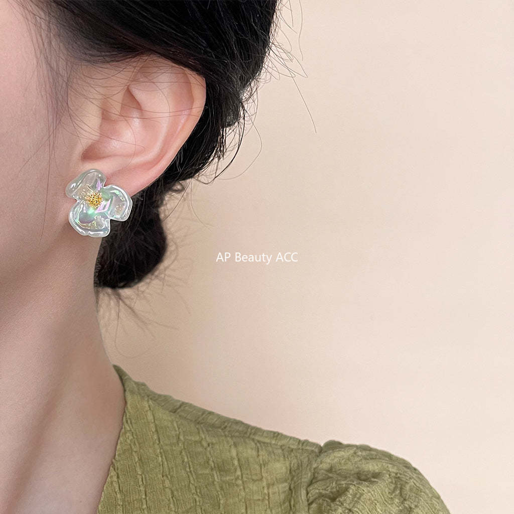 C관 - 아이리스 레진 소재 여름 청량한 14K 도금 귀걸이 [4374] 24.06-3