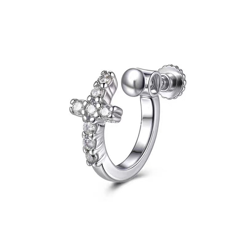 G관 - 큐빅 십자가 디자인 링형 귀찌 귀걸이 [ER861] 25.10-2