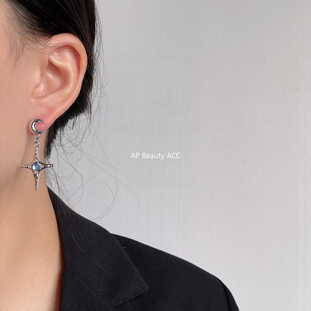 C관 - 별 달 디자인 인스타 감성 유니크 실버 롱 귀걸이 [B-590] 24.03-3