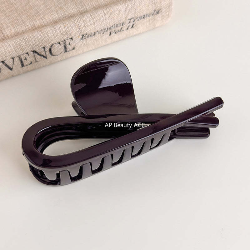 E관 - 초콜릿 브라운 리본 디자인 집게핀 [27614] 25.10-5