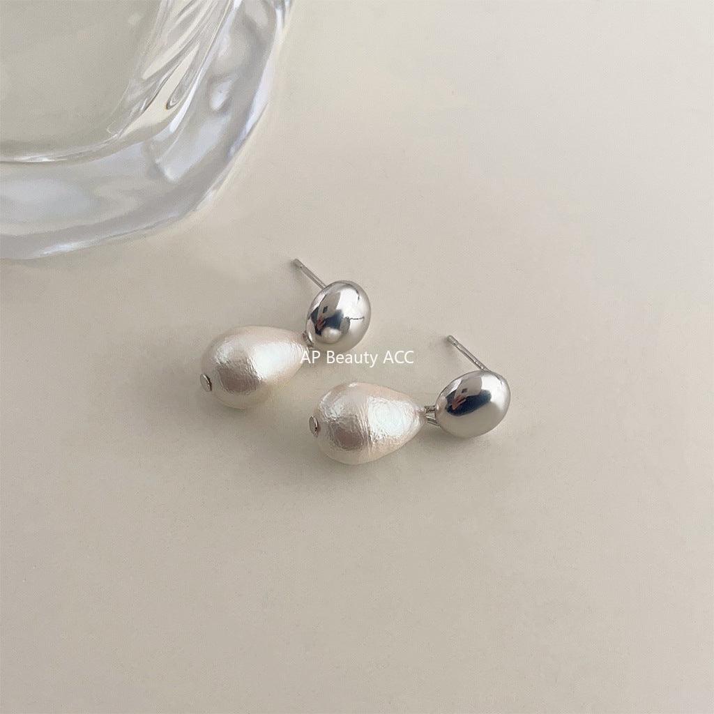C관 - 프리미엄 18K 도금 코튼 펄 물방울 심플 디자인 귀걸이 [3624] 24.03-3
