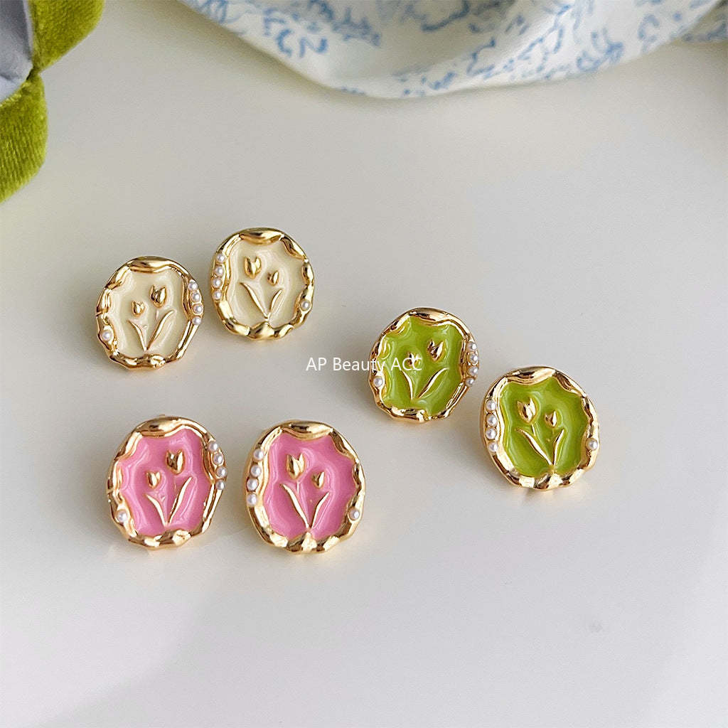 C관 - 여름 새 디자인 튤립 14K 도금 은침 귀걸이 [4114-4116] 24.05-3