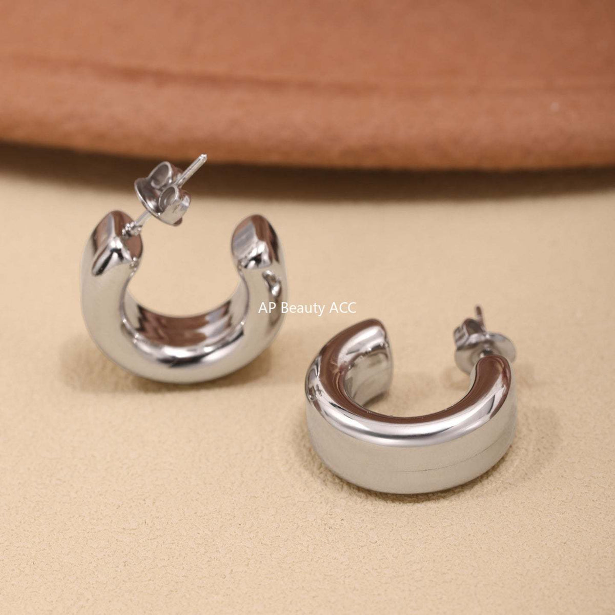 D관 - 20mm C형 18K 도금 스테인리스 스틸 귀걸이 [F729] 25.03-4