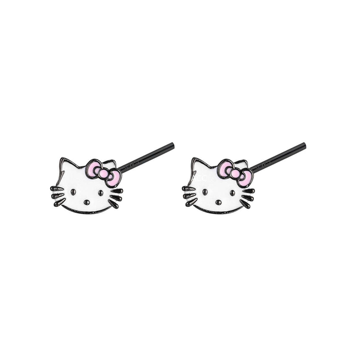 A관 - 귀여운 캐릭터 고양이 리본 은침 귀걸이 [EH-3084] 24.08-2