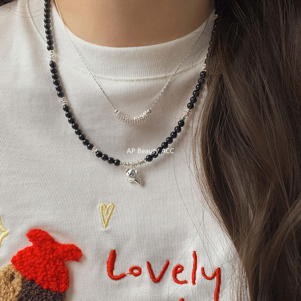 A관 - 925 실버 스마일 디자인 대나무 모양 체인 목걸이 [1333] 25.09-4