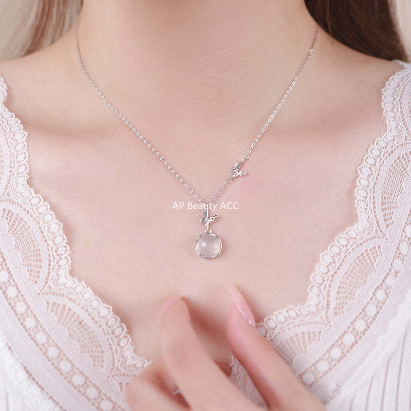 B관 - 999 실버 나비 아게이트 펜던트 체인 목걸이 [YC2043N_1] 25.10-4