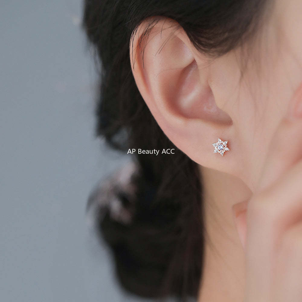 B관 - 999 실버 눈꽃 모양 귀걸이 [YC9912E_1] 25.12-2