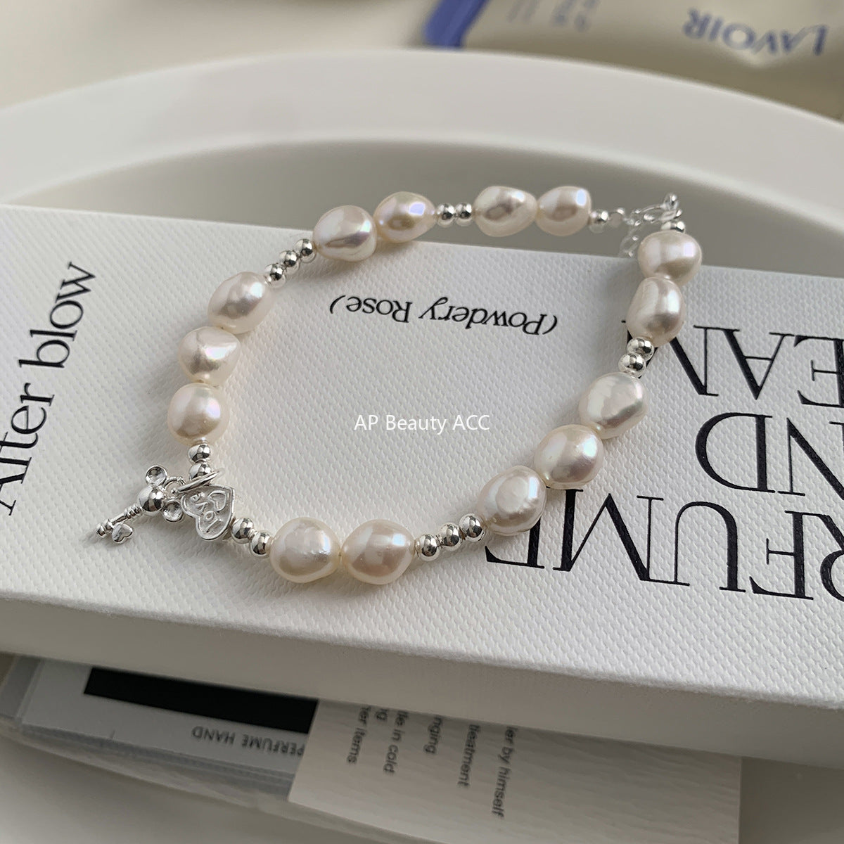 A관 - 925 실버 바로크 담수진주 하트 미키 키 팔찌 [1370] 25.10-2