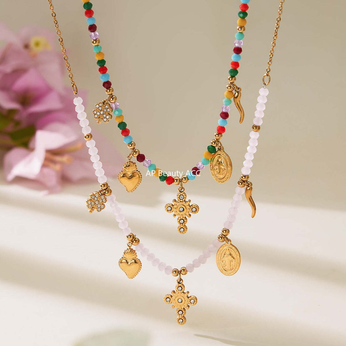 D관 - 스테인리스 스틸 크리스탈 펜던트 큐빅 팔찌 목걸이 [TXP481] 25.11-4