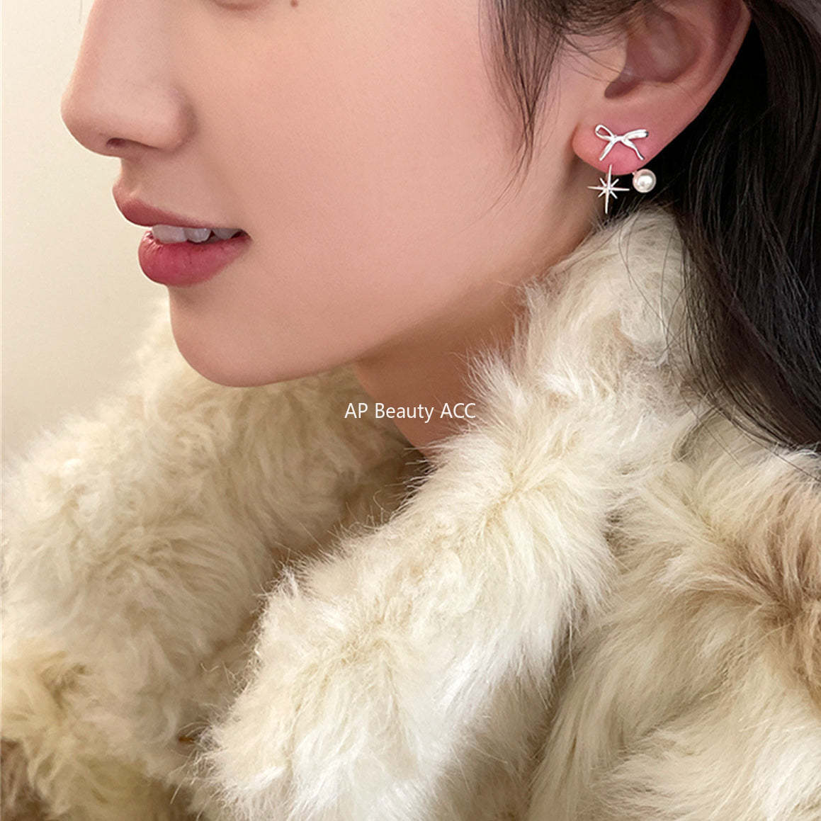 A관 - 925 은침 진주 리본 별 귀걸이 [EH-3414] 25.03-3