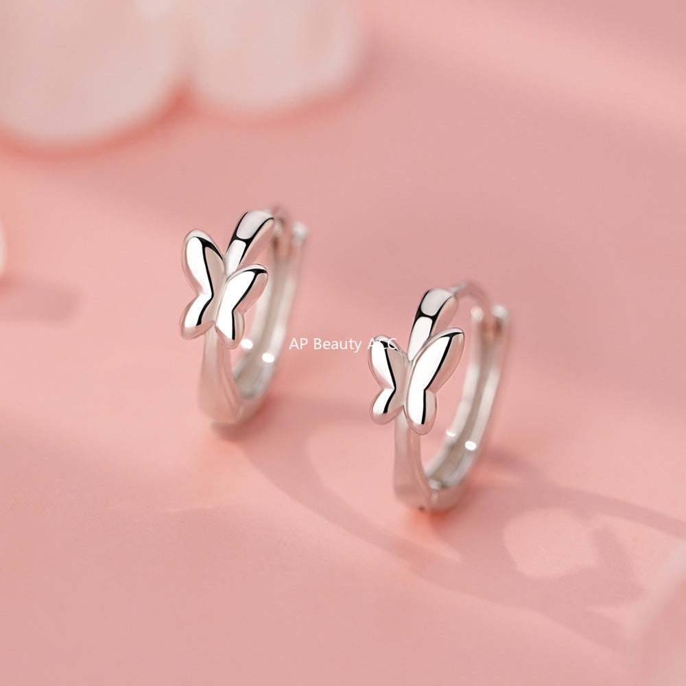 B관 - 925 실버 나비 디자인 링 후프 귀걸이 [YC9500E] 25.12-3
