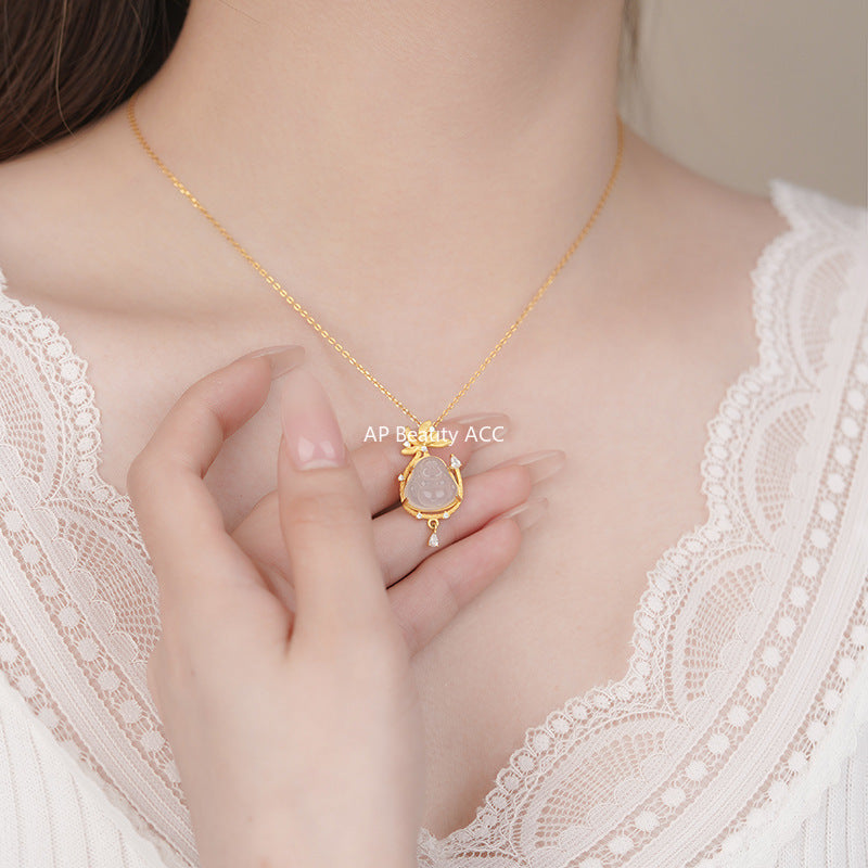 B관 - 925 실버 화이트 불교 큐빅 펜던트 목걸이 [YC0953N_1] 25.11-2