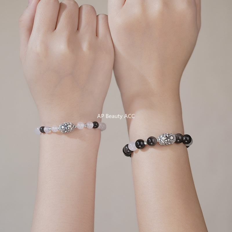 B관 - 999 실버 빈티지 행운 비즈 커플 팔찌 [YC4563SL_1] 25.10-3