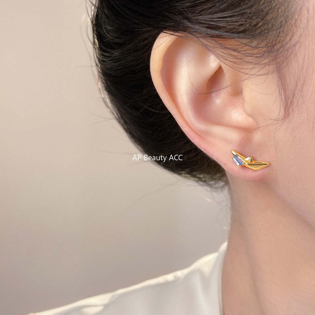 C관 - 보트 아쿠아마린 큐빅 925 은침 귀걸이 [7159] 25.11-4