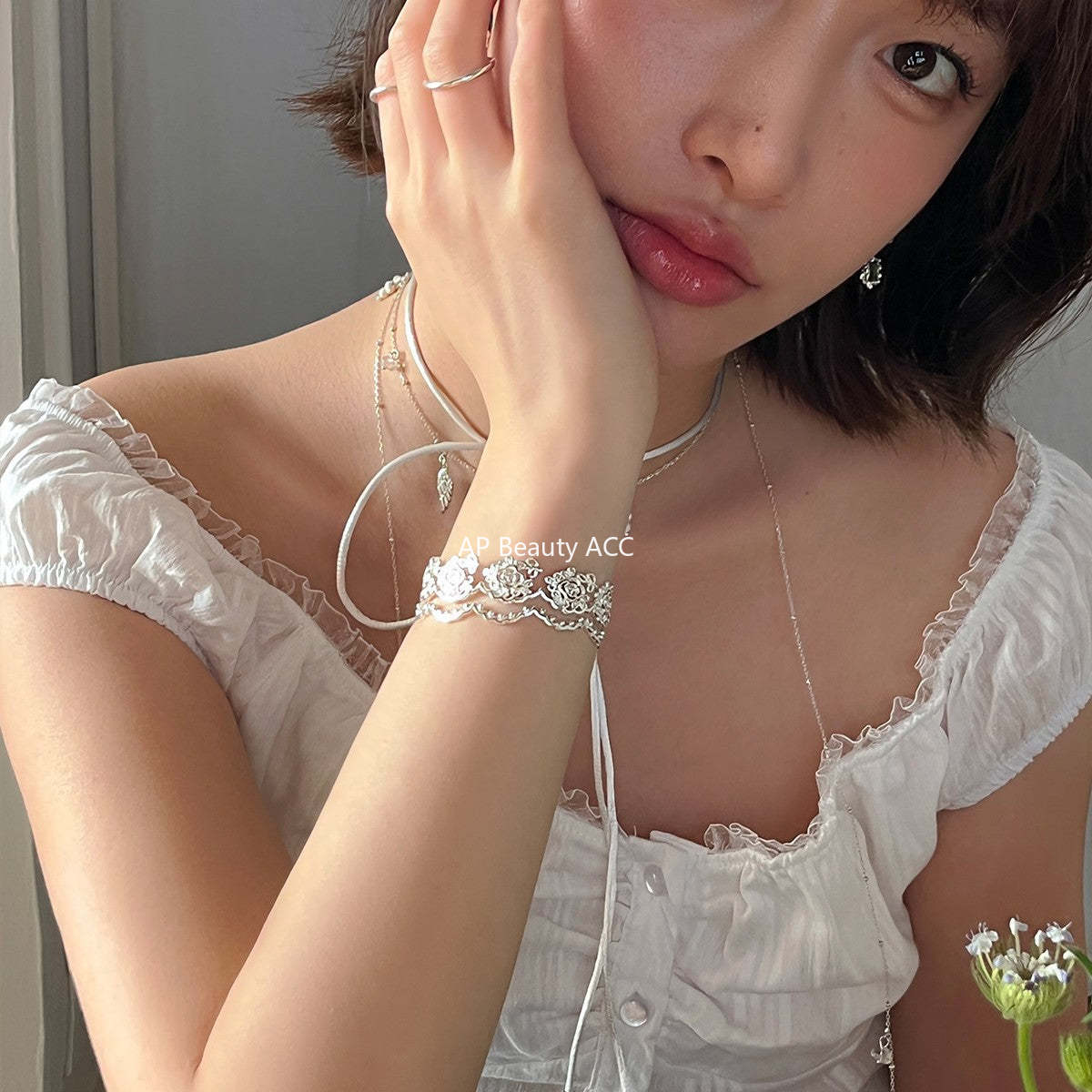 A관 - 플라워 레이스 디자인 오픈형 팔찌 [SL-486] 25.10-5