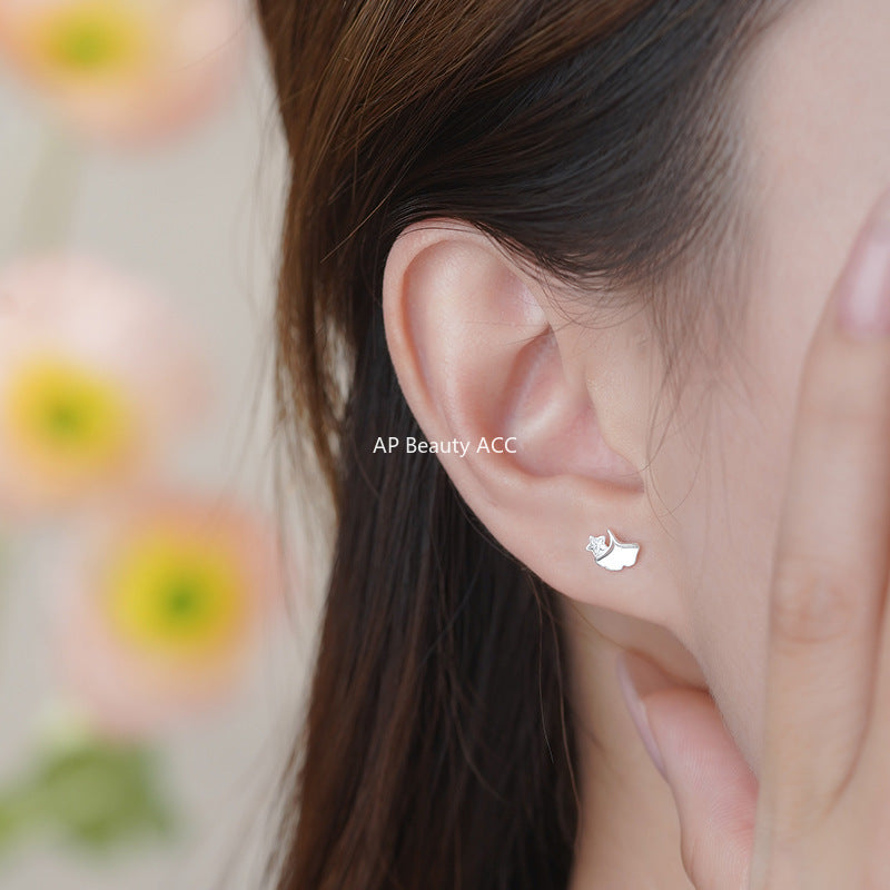 B관 - 999 실버 은행잎 별 디자인 귀걸이 [YC2023E_2] 25.10-3