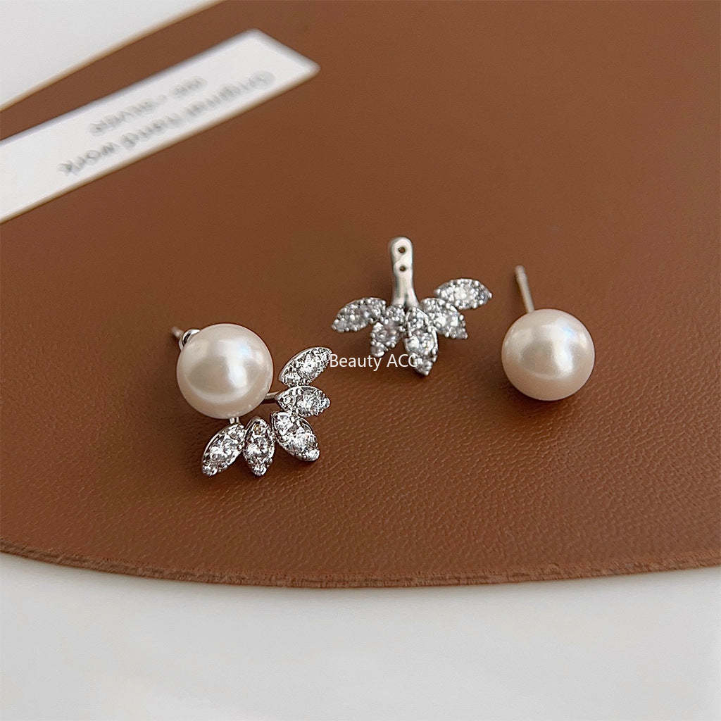 C관 - 미세 큐빅과 진주 디자인 2-way 착용 고급스러운 귀걸이 [3553] 24.01-2