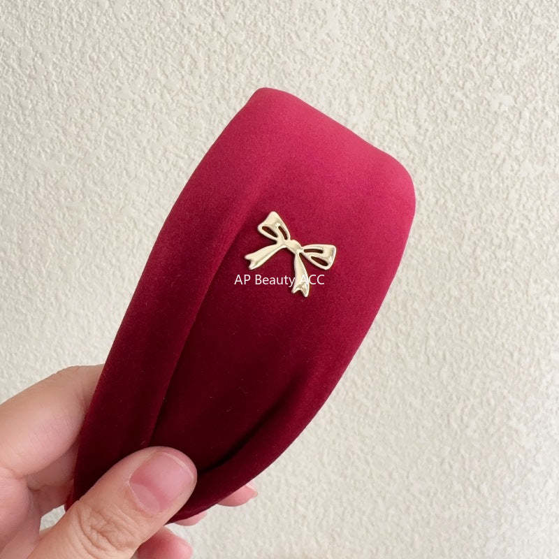 E관 - 가을겨울 벨벳 리본 디자인 와이드 머리띠 [27731] 25.11-4