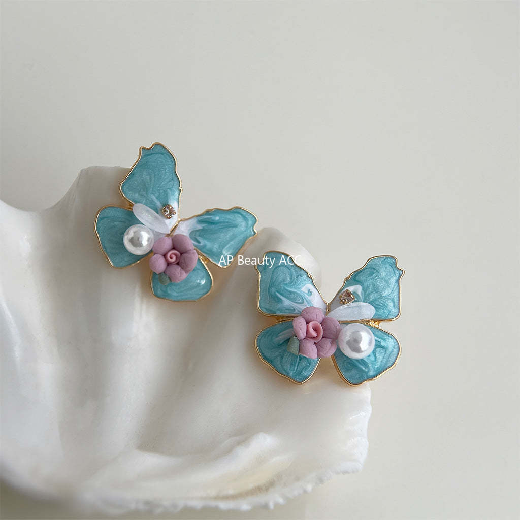 C관 - 민트빛 나비 여름 14K 도금 귀걸이 [4369] 24.06-3