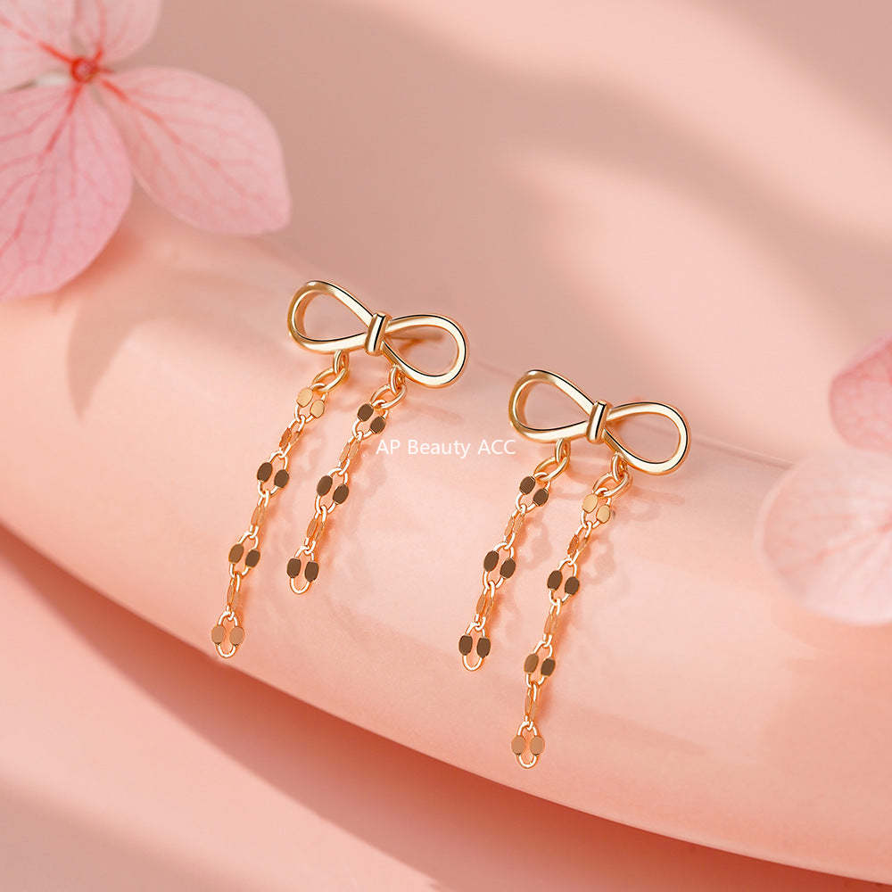 B관 - 925 실버 리본 체인 디자인 귀걸이 [YC4061E_1] 25.12-3