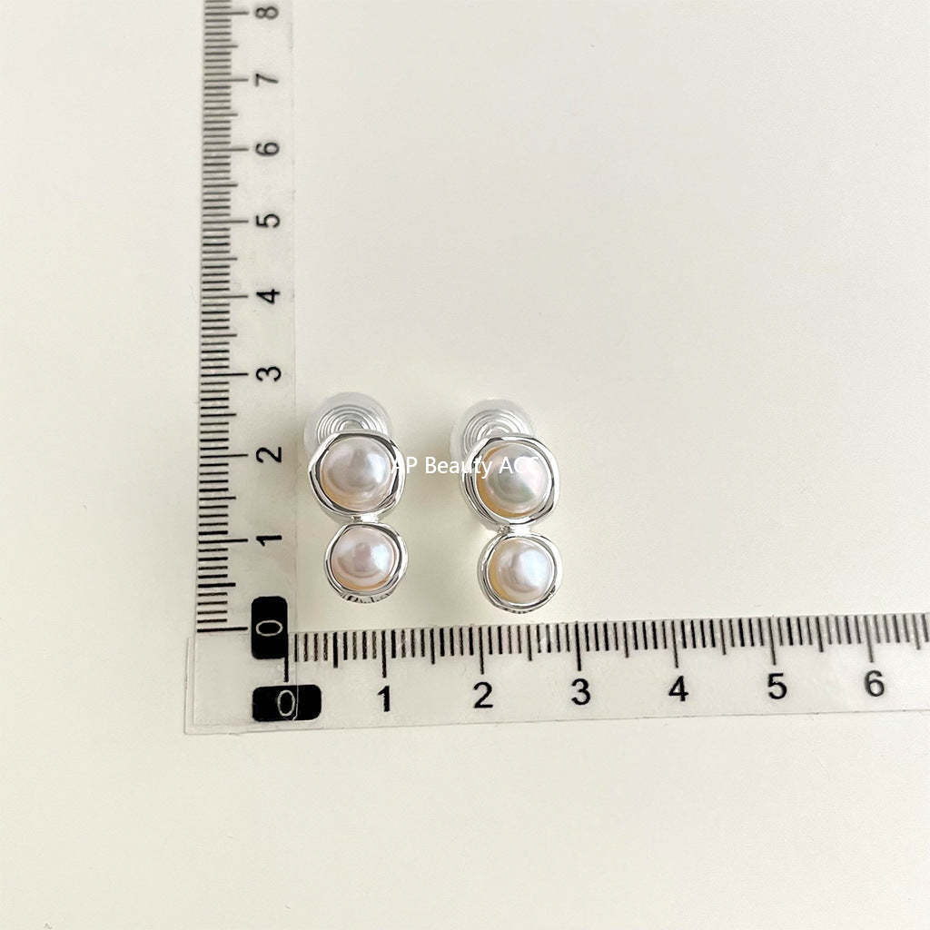 C관 - 담수 진주 골드 도금 나선형 이어커프 귀걸이 [EJ0203P] 25.02-3