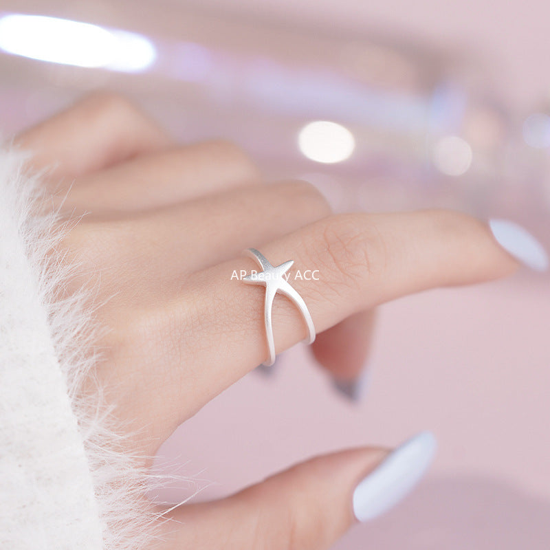 B관 - 925 실버 별 디자인 오픈형 반지 [YC3230R_1] 25.10-1