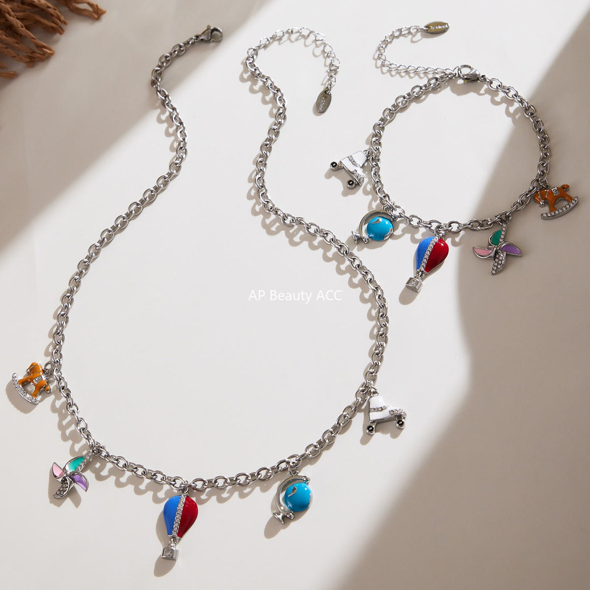 D관 - 스테인리스 스틸 큐빅 열기구 지구본 펜던트 목걸이 팔찌 [TXP415] 25.10-1