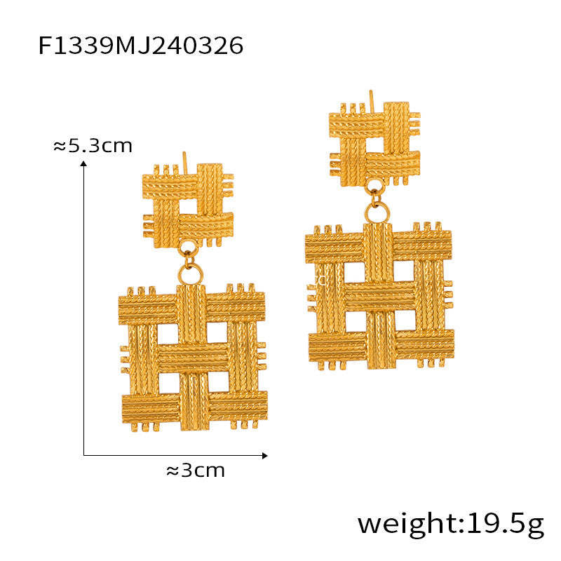 D관 - 레트로 소라 기하학적 티타늄 스틸 골드 도금 유니크 엘레강스 귀걸이 [F1338-40-F1345] 24.04-1