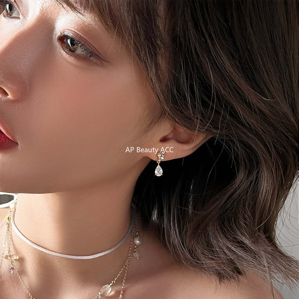 A관 - 925 은침 진주 물방울 큐빅 귀걸이 [EH-4036] 25.08-4