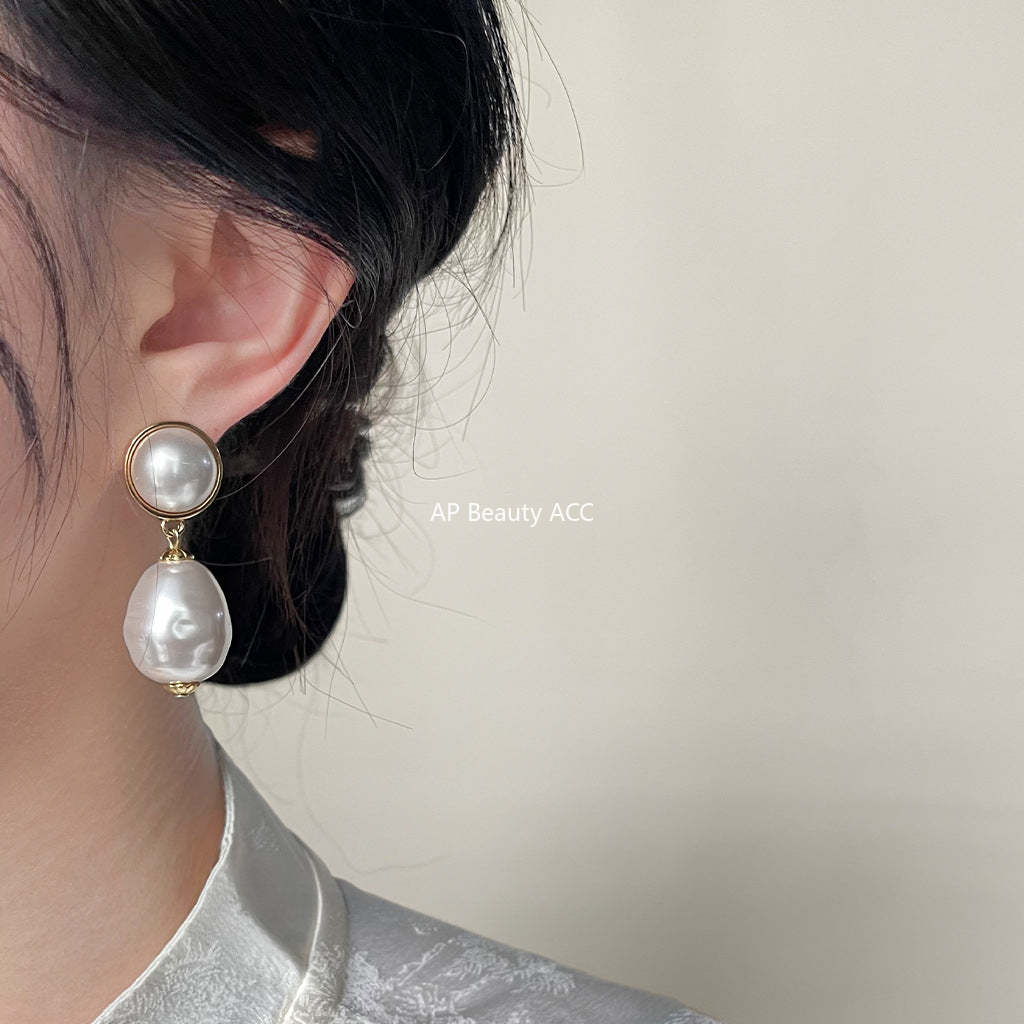 C관 - 14K 도금 고급스러운 복고풍 레진 진주 귀걸이 [3947] 24.05-2