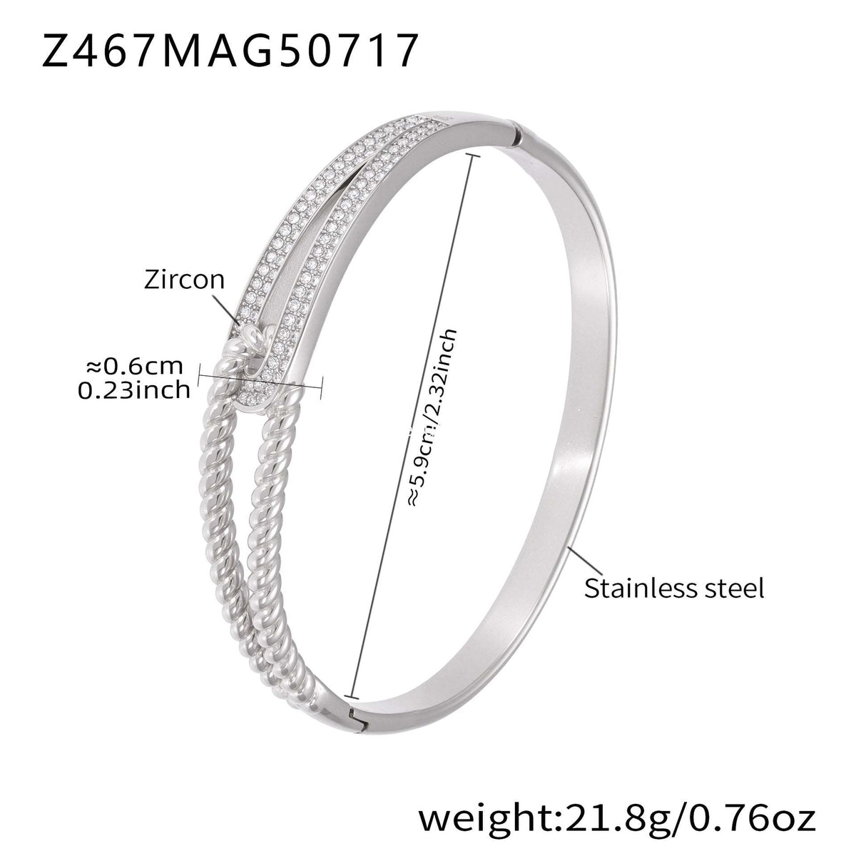 D관 - 큐빅 라인 스테인리스 스틸 18K 도금 팔찌 [Z467-Z468] 25.07-4