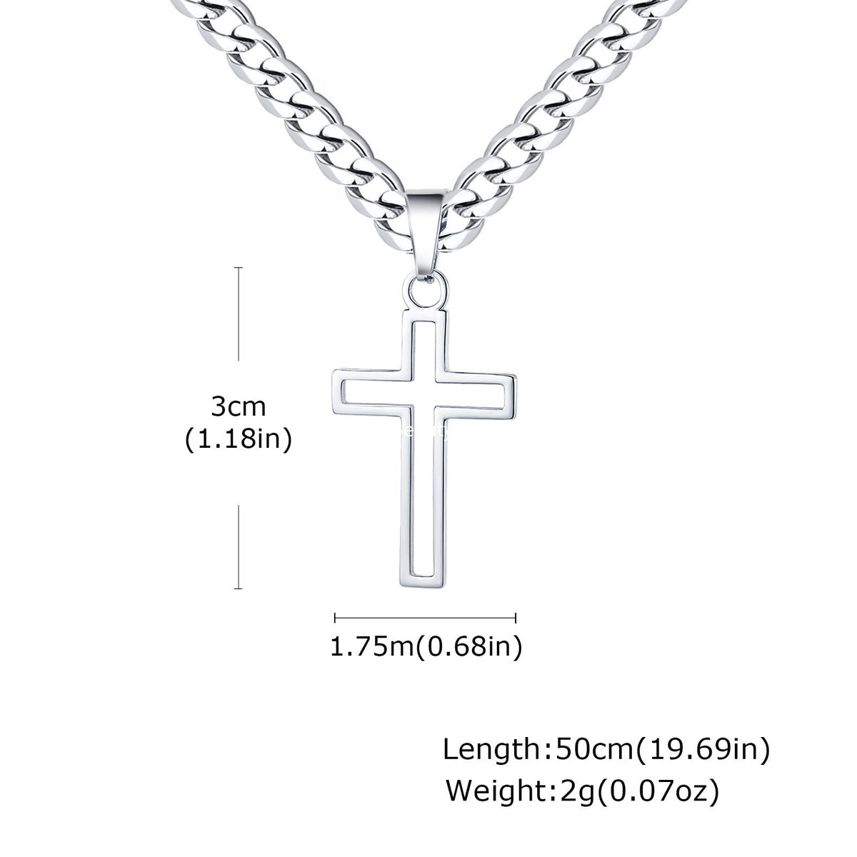 G관 - 스테인리스 스틸 십자가 펜던트 체인 목걸이 [PN-1531] 25.11-1