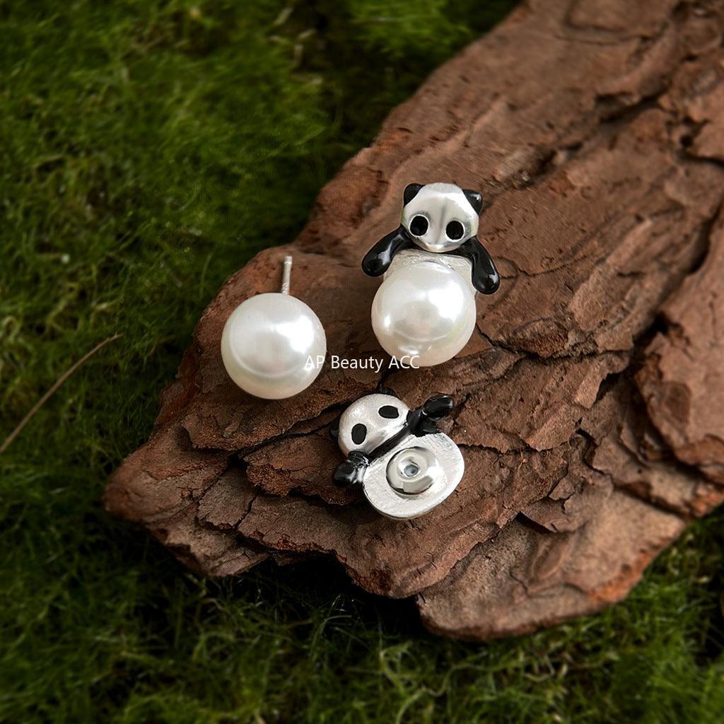C관 - 팬더 진주 투웨이 착용 디자인 은침 귀걸이 [5839] 25.04-2