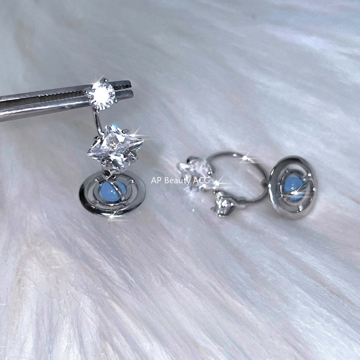 A관 - 사각 큐빅 우주 행성 펜던트 티타늄 스틸 귀걸이 [EH-4153] 25.12-2