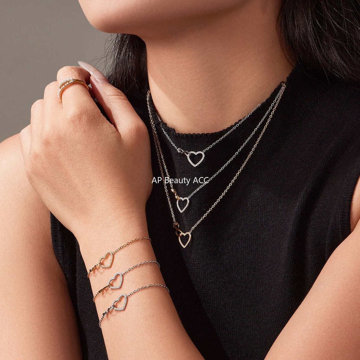 D관 - 하트 인피니티 큐빅 18K 도금 스테인리스 목걸이 팔찌 [TXP461] 25.11-3