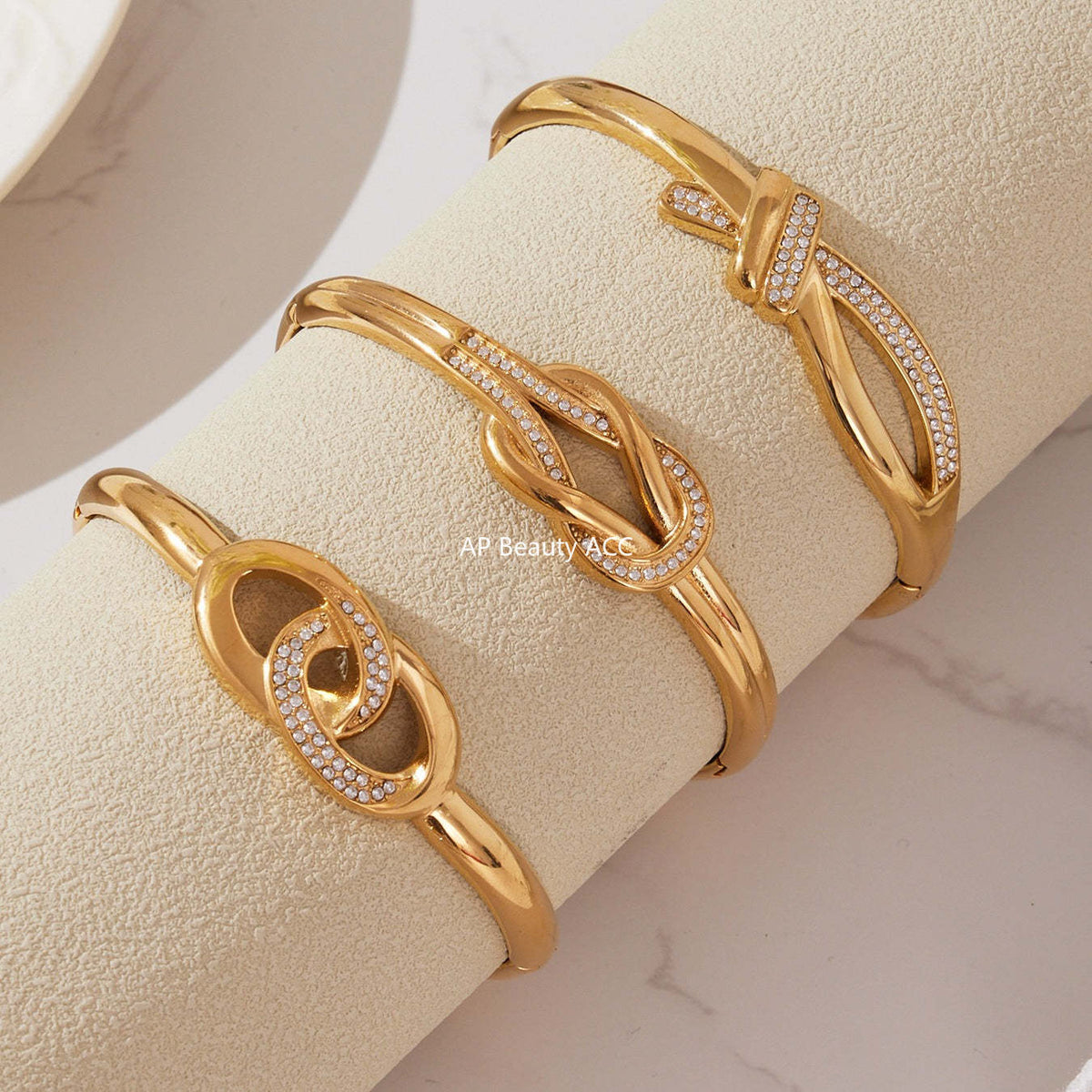 D관 - 스테인리스 풀큐빅 이중 링 매듭 디자인 팔찌 [Z509-Z510-Z511] 25.10-5